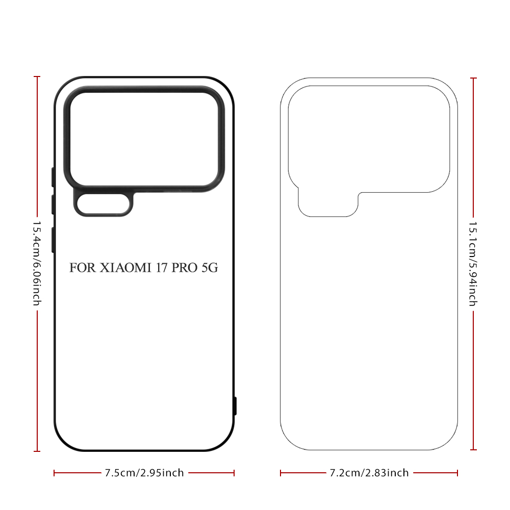 For Xiaomi 17 Pro Max DIY Printable Sublimation Phone Case Smooth Side 2D TPU Phone Shell With Aluminum Sheet for Xiaomi MI Series