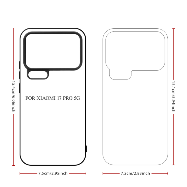 For Xiaomi 17 Pro Max DIY Printable Sublimation Phone Case Smooth Side 2D TPU Phone Shell With Aluminum Sheet for Xiaomi MI Series