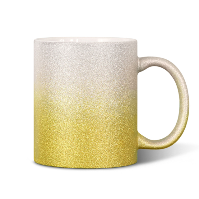 Glamorous 11oz Gradient Glitter Sublimation Mug - Customizable Sparkly Design (6 Color Combos)