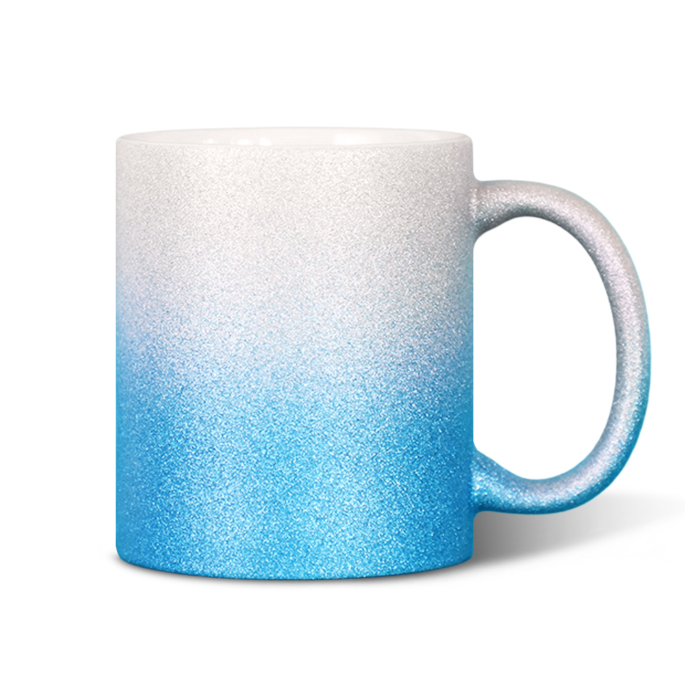 Glamorous 11oz Gradient Glitter Sublimation Mug - Customizable Sparkly Design (6 Color Combos)
