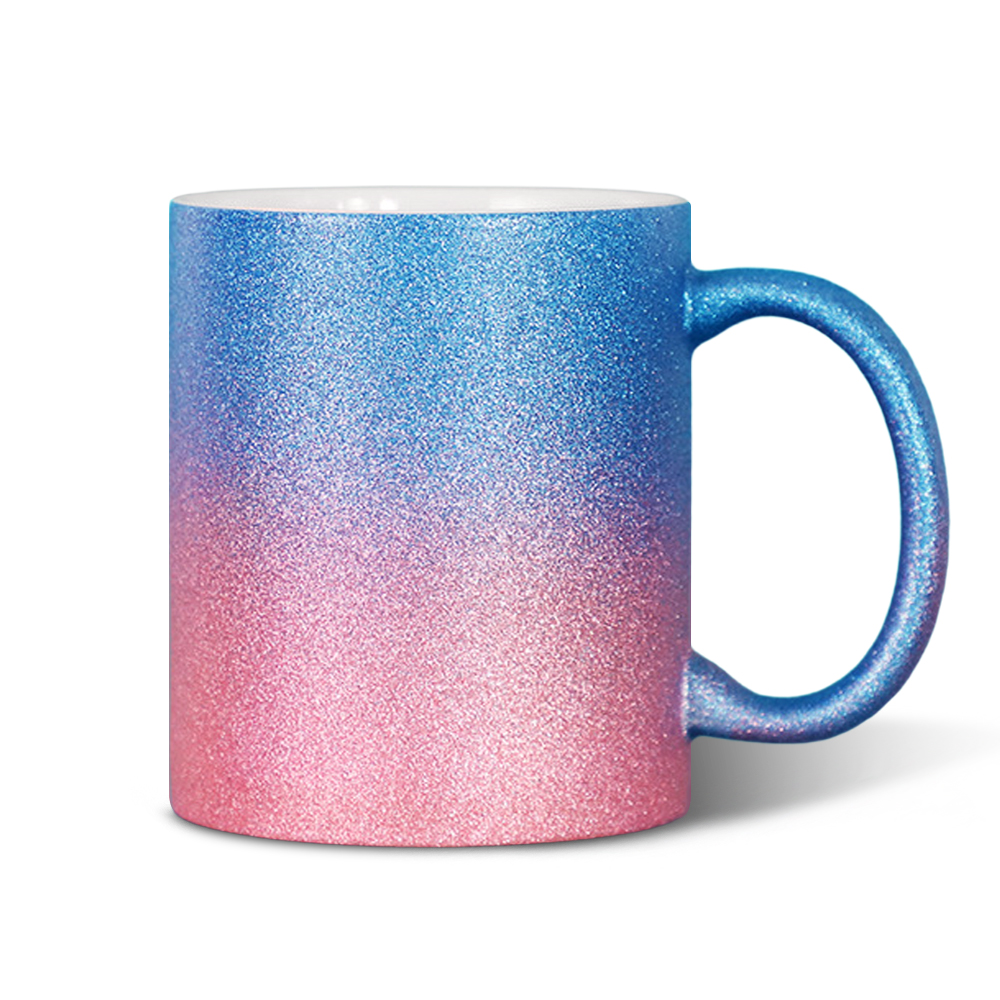 Glamorous 11oz Gradient Glitter Sublimation Mug - Customizable Sparkly Design (6 Color Combos)