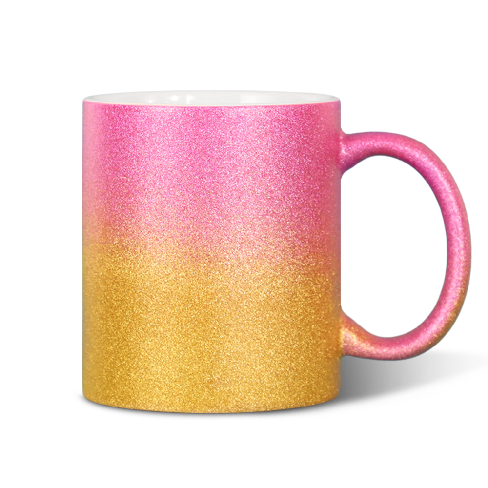 Glamorous 11oz Gradient Glitter Sublimation Mug - Customizable Sparkly Design (6 Color Combos)