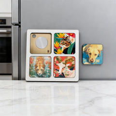 Creative Blank Sublimation MDF Puzzle Photo Frame - Desktop Stand & Magnetic Refrigerator Magnets (4-Piece Set)