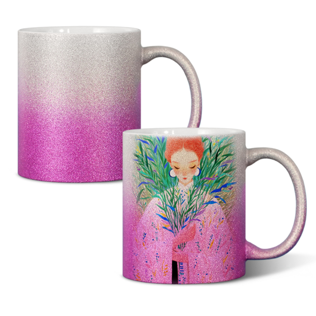 Glamorous 11oz Gradient Glitter Sublimation Mug - Customizable Sparkly Design (6 Color Combos)