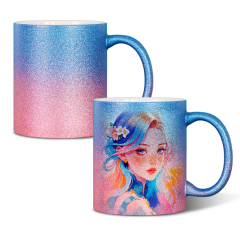 Glamorous 11oz Gradient Glitter Sublimation Mug - Customizable Sparkly Design (6 Color Combos)