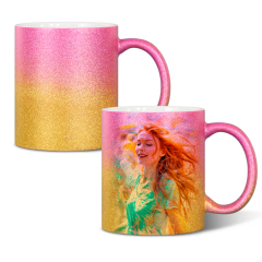 Glamorous 11oz Gradient Glitter Sublimation Mug - Customizable Sparkly Design (6 Color Combos)