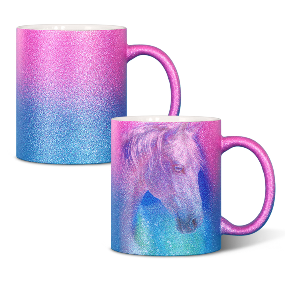 Glamorous 11oz Gradient Glitter Sublimation Mug - Customizable Sparkly Design (6 Color Combos)