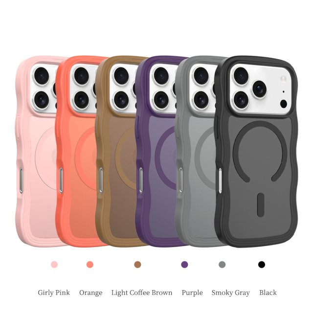 MagSafe-Compatible Skin-Feel Matte Wave Case for iPhone 17 Series - 6 Trendy Colors (Girly Pink/Orange & More)