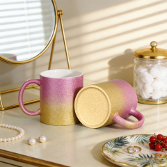 Glamorous 11oz Gradient Glitter Sublimation Mug - Customizable Sparkly Design (6 Color Combos)