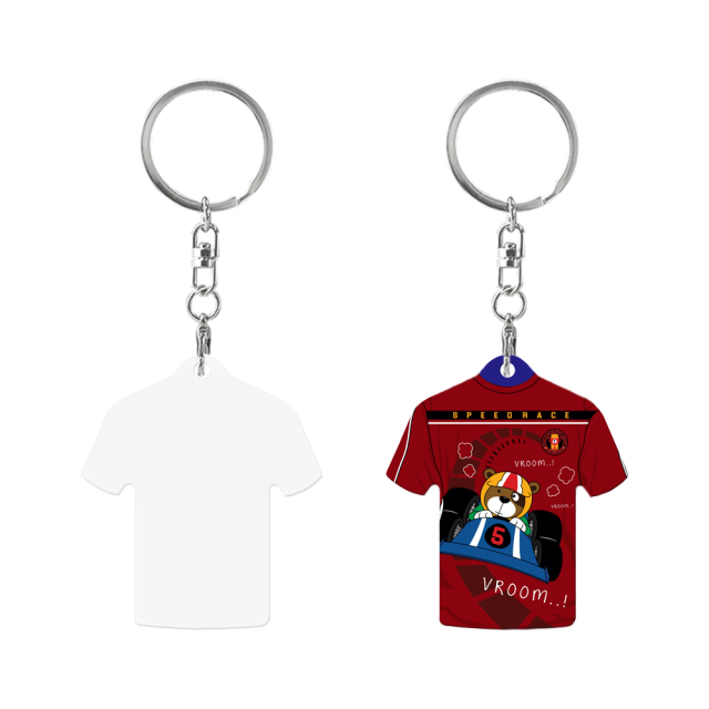 Dual-Sided Sublimation Blank Aluminum Keychains DIY Keyring - Customizable Shirt & Shield Shapes (Double-Sided Printable)