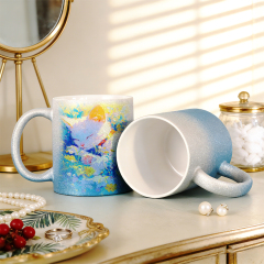 Glamorous 11oz Gradient Glitter Sublimation Mug - Customizable Sparkly Design (6 Color Combos)