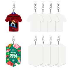 Dual-Sided Sublimation Blank Aluminum Keychains DIY Keyring - Customizable Shirt & Shield Shapes (Double-Sided Printable)