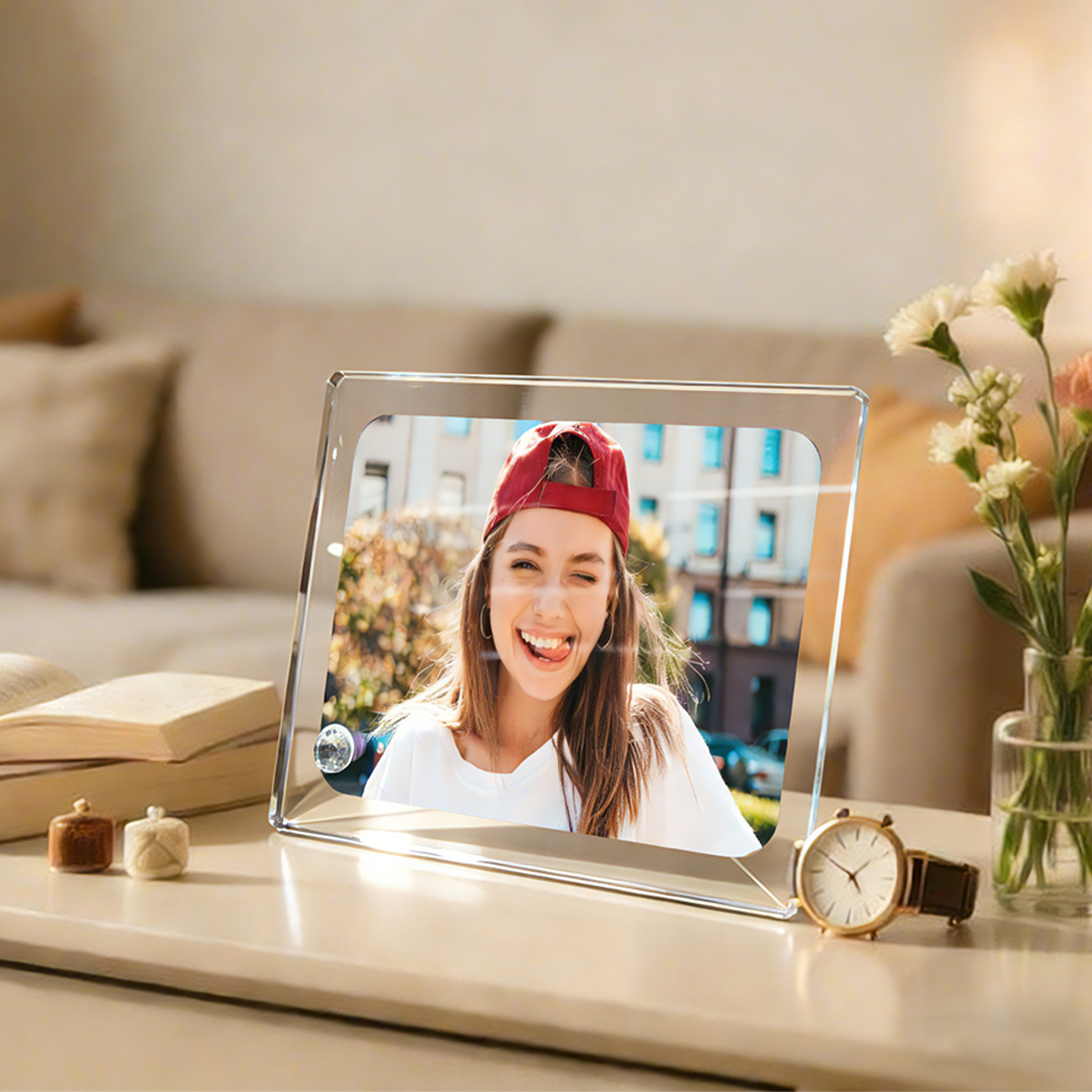 Versatile Blank Sublimation Crystal Photo Frame - Desktop Decor (Dual Horizontal/Vertical Display)- DIY Glass Picture Frame