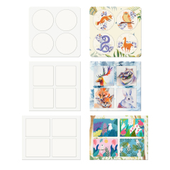 Creative Blank Sublimation MDF Puzzle Photo Frame - Desktop Stand & Magnetic Refrigerator Magnets (4-Piece Set)