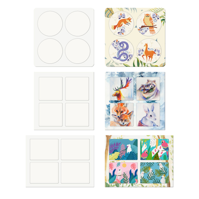 Creative Blank Sublimation MDF Puzzle Photo Frame - Desktop Stand & Magnetic Refrigerator Magnets (4-Piece Set)