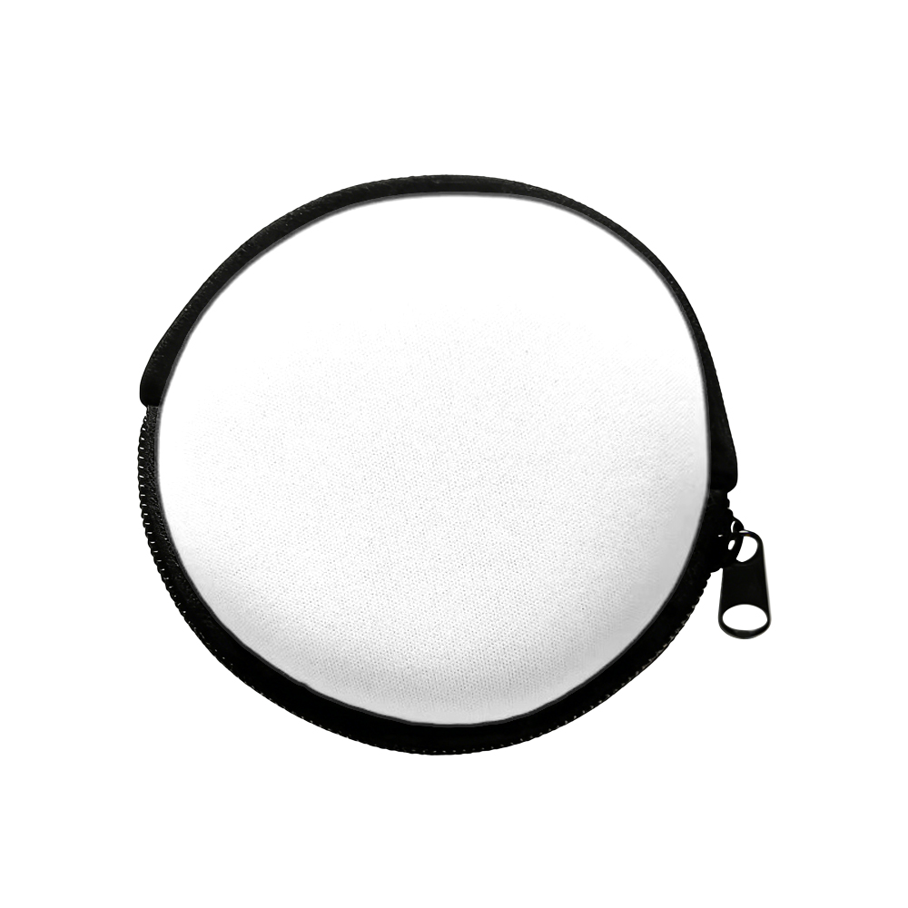 Sublimation Blank Neoprene Zipper Coin Purse - Single-Sided Printable Round Pouch for Custom Designs