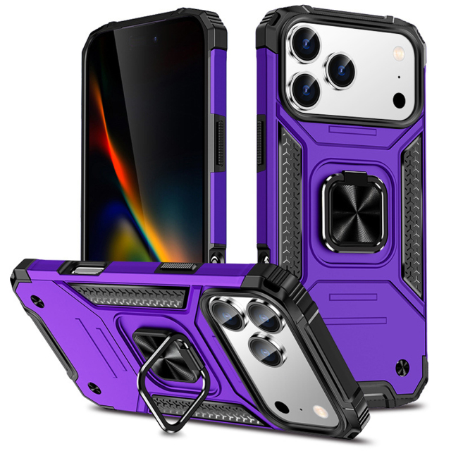 Heavy-Duty 2in1 Armor Phone Case with Metal Base 360° Rotating Ring Stand - Shockproof Protective Cover (8 Color Options)