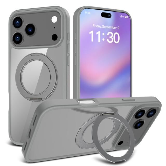 MagSafe Matte Clear Phone Case with Rotatable Hidden Stand - 8 Stylish Color Options