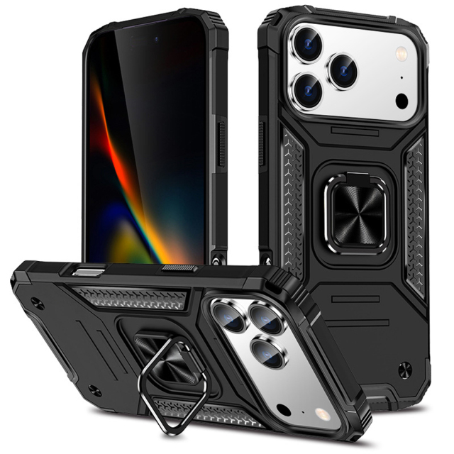 Heavy-Duty 2in1 Armor Phone Case with Metal Base 360° Rotating Ring Stand - Shockproof Protective Cover (8 Color Options)