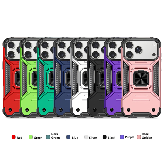 Heavy-Duty 2in1 Armor Phone Case with Metal Base 360° Rotating Ring Stand - Shockproof Protective Cover (8 Color Options)