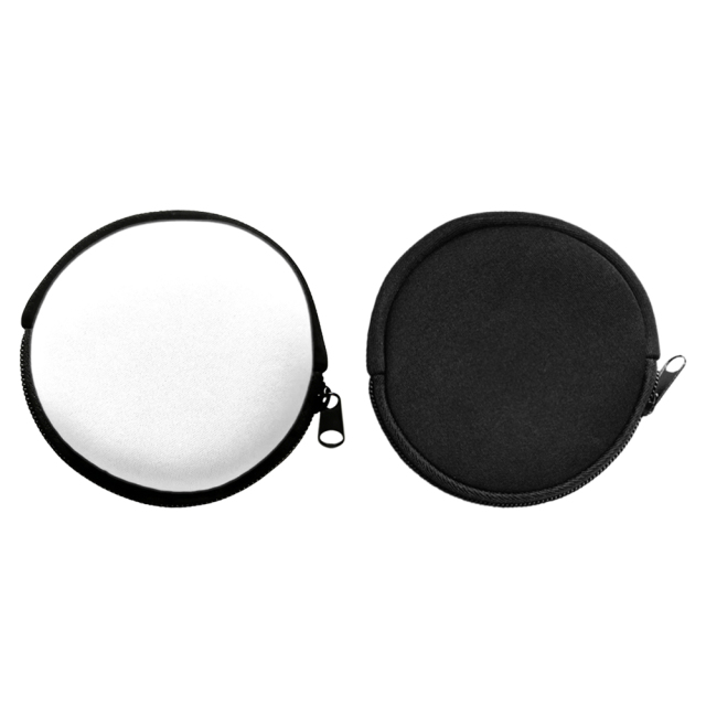 Sublimation Blank Neoprene Zipper Coin Purse - Single-Sided Printable Round Pouch for Custom Designs