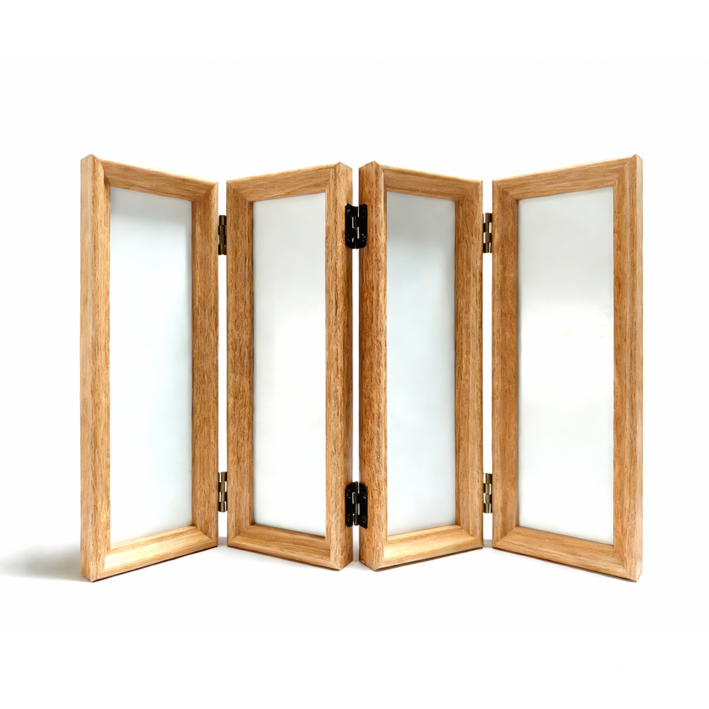 Bamboo Wood 4-Panel Folding Screen Frame Stand -Sublimation Photo Frame - Single-Sided Printable