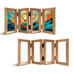 Bamboo Wood 4-Panel Folding Screen Frame Stand -Sublimation Photo Frame - Single-Sided Printable