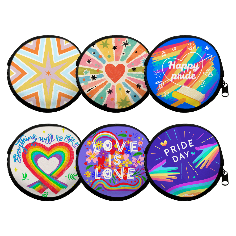 Sublimation Blank Neoprene Zipper Coin Purse - Single-Sided Printable Round Pouch for Custom Designs