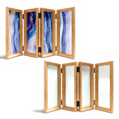 Bamboo Wood 4-Panel Folding Screen Frame Stand -Sublimation Photo Frame - Single-Sided Printable