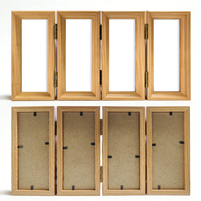 Bamboo Wood 4-Panel Folding Screen Frame Stand -Sublimation Photo Frame - Single-Sided Printable
