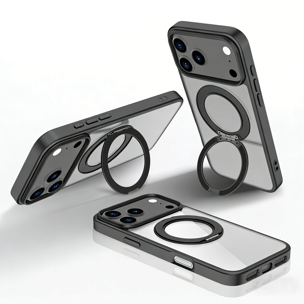 MagSafe Matte Clear Phone Case with Rotatable Hidden Stand - 8 Stylish Color Options