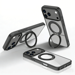 MagSafe Matte Clear Phone Case with Rotatable Hidden Stand - 8 Stylish Color Options