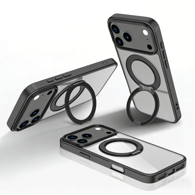 MagSafe Matte Clear Phone Case with Rotatable Hidden Stand - 8 Stylish Color Options