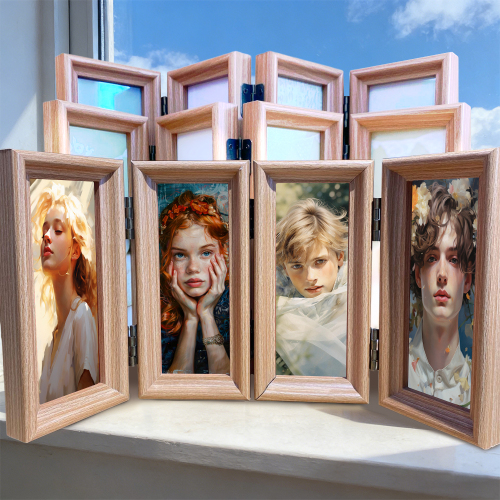 Bamboo Wood 4-Panel Folding Screen Frame Stand -Sublimation Photo Frame - Single-Sided Printable