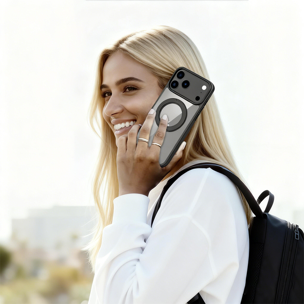 MagSafe Matte Clear Phone Case with Rotatable Hidden Stand - 8 Stylish Color Options