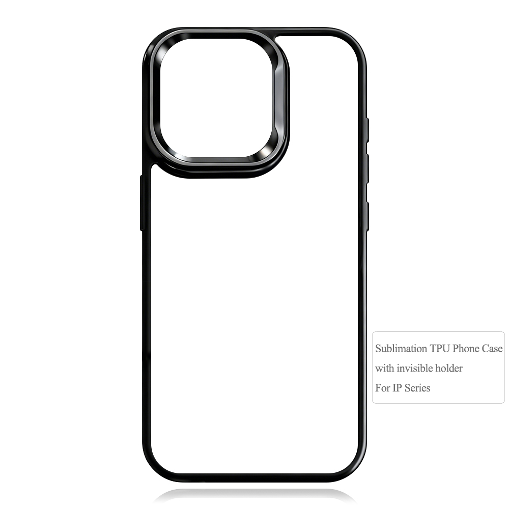 New Arrival Sublimation 2D TPU Phone Case with Hidden Camera Frame Stand - 2 Styles: Aluminum Plate (Non-Magnetic) / PET Film with Magnetic Ring for Heat Transfer Printing