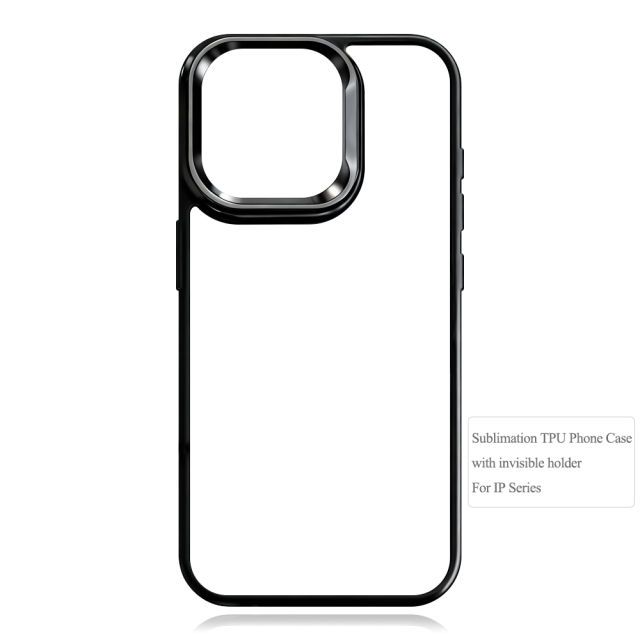 New Arrival Sublimation 2D TPU Phone Case with Hidden Camera Frame Stand - 2 Styles: Aluminum Plate (Non-Magnetic) / PET Film with Magnetic Ring for Heat Transfer Printing