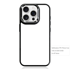New Arrival Sublimation 2D TPU Phone Case with Hidden Camera Frame Stand - 2 Styles: Aluminum Plate (Non-Magnetic) / PET Film with Magnetic Ring for Heat Transfer Printing