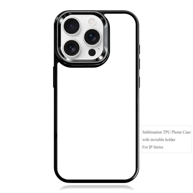 New Arrival Sublimation 2D TPU Phone Case with Hidden Camera Frame Stand - 2 Styles: Aluminum Plate (Non-Magnetic) / PET Film with Magnetic Ring for Heat Transfer Printing