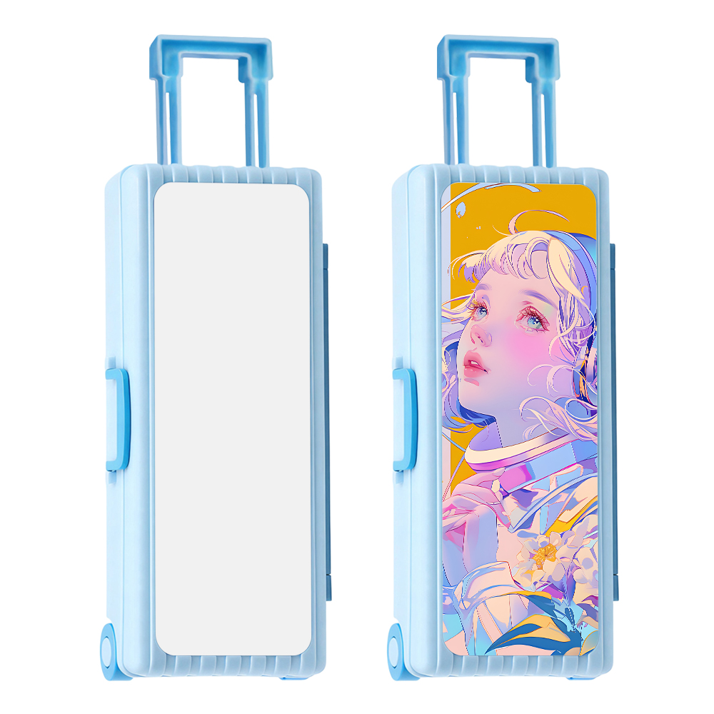 Sublimation Luggage-Shaped Pencil Case - Blank Printable Surface for Heat Transfer, Multi-Layer Stationery Storage Box