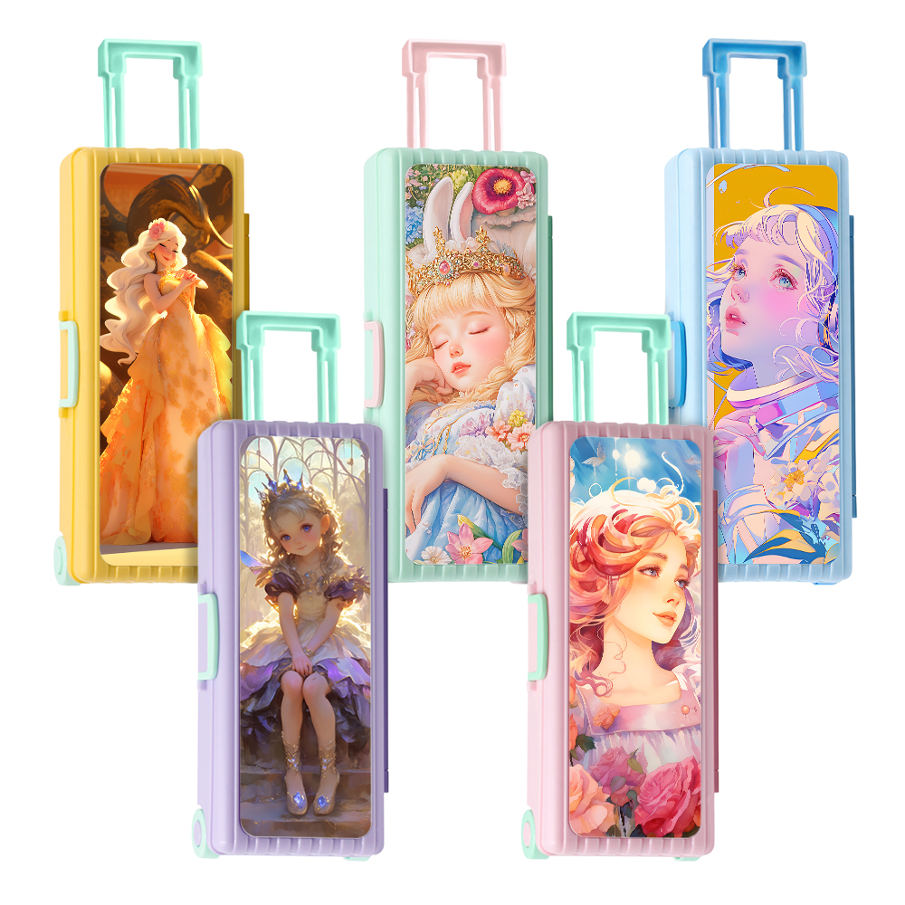 Sublimation Luggage-Shaped Pencil Case - Blank Printable Surface for Heat Transfer, Multi-Layer Stationery Storage Box