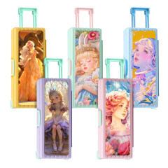 Sublimation Luggage-Shaped Pencil Case - Blank Printable Surface for Heat Transfer, Multi-Layer Stationery Storage Box