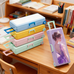 Sublimation Luggage-Shaped Pencil Case - Blank Printable Surface for Heat Transfer, Multi-Layer Stationery Storage Box