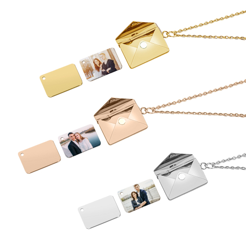 Sublimation Envelope DIY Necklace - Blank Alloy Pendant for Heat Transfer Printing (Personalized Photo Locket Necklace)