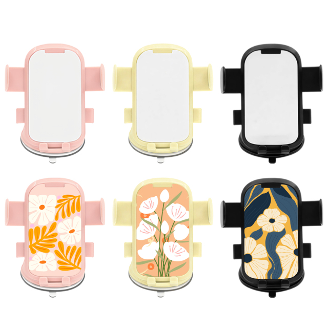 Sublimation Rotatable Car Phone Holder - 360° Adjustable Suction Mount with Blank Printable Panel for Heat Transfer