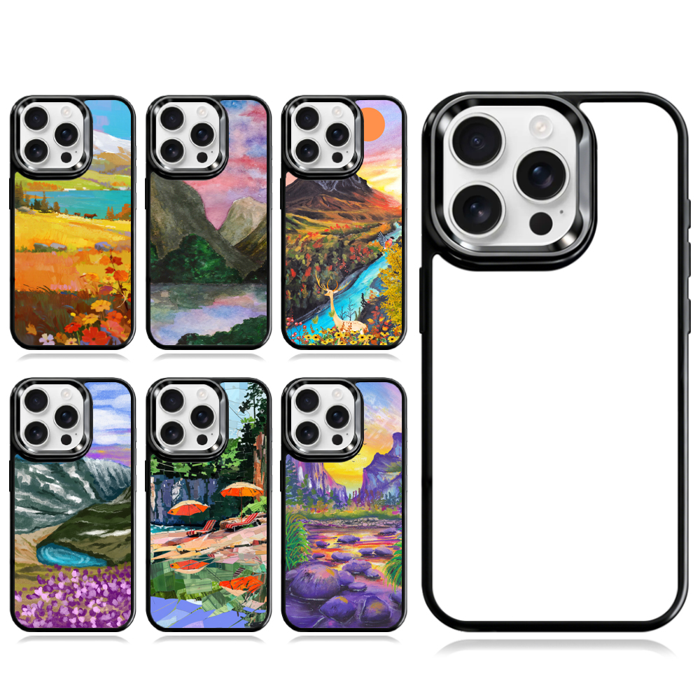 New Arrival Sublimation 2D TPU Phone Case with Hidden Camera Frame Stand - 2 Styles: Aluminum Plate (Non-Magnetic) / PET Film with Magnetic Ring for Heat Transfer Printing