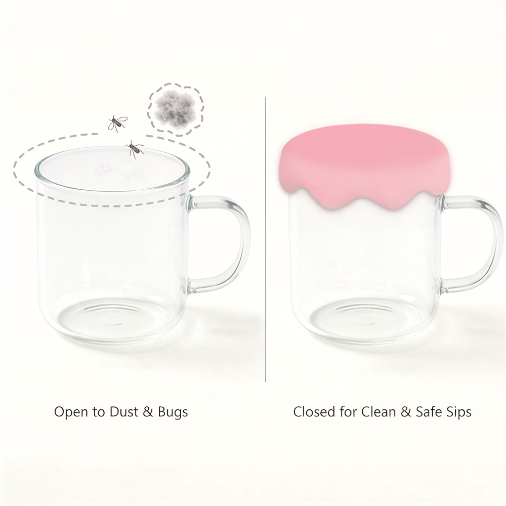 Flower-Shaped Silicone Cup Lid - Food Grade Dustproof & Leakproof Mug Cover (8cm Diameter)