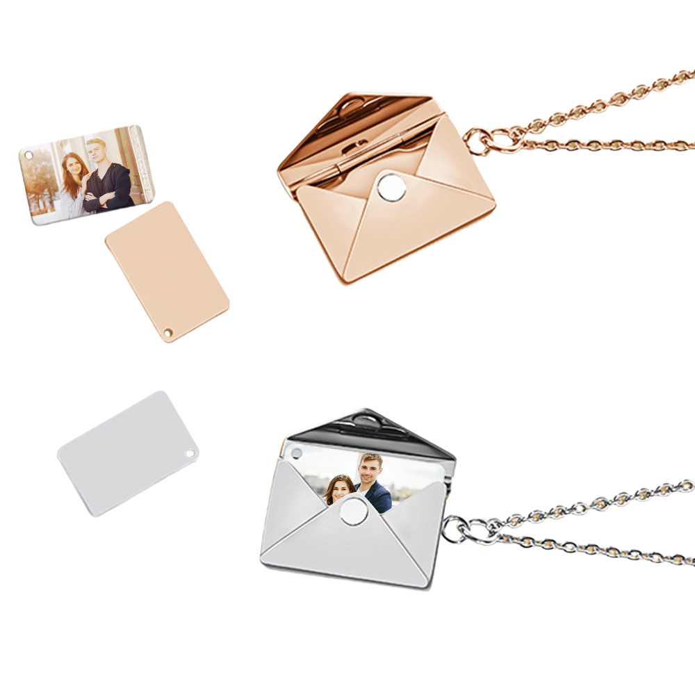 Sublimation Envelope DIY Necklace - Blank Alloy Pendant for Heat Transfer Printing (Personalized Photo Locket Necklace)