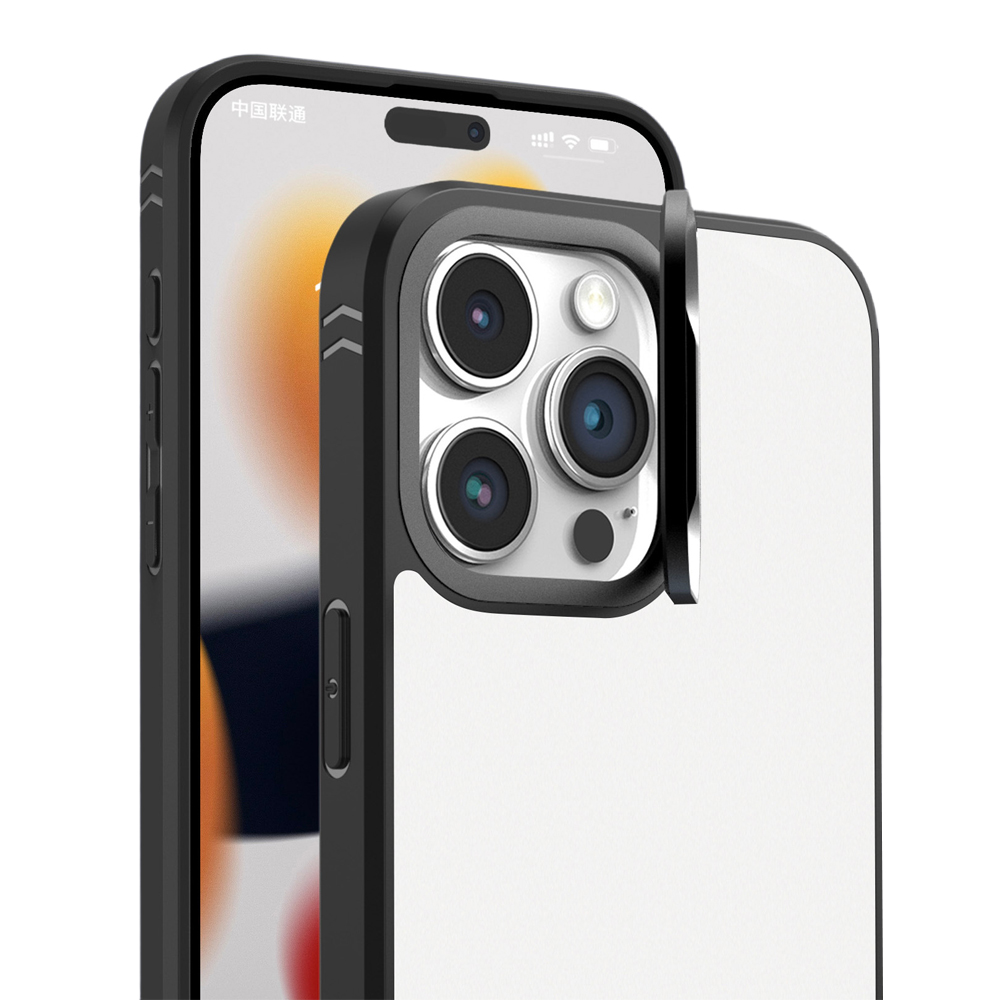 New Arrival Sublimation 2D TPU Phone Case with Hidden Camera Frame Stand - 2 Styles: Aluminum Plate (Non-Magnetic) / PET Film with Magnetic Ring for Heat Transfer Printing