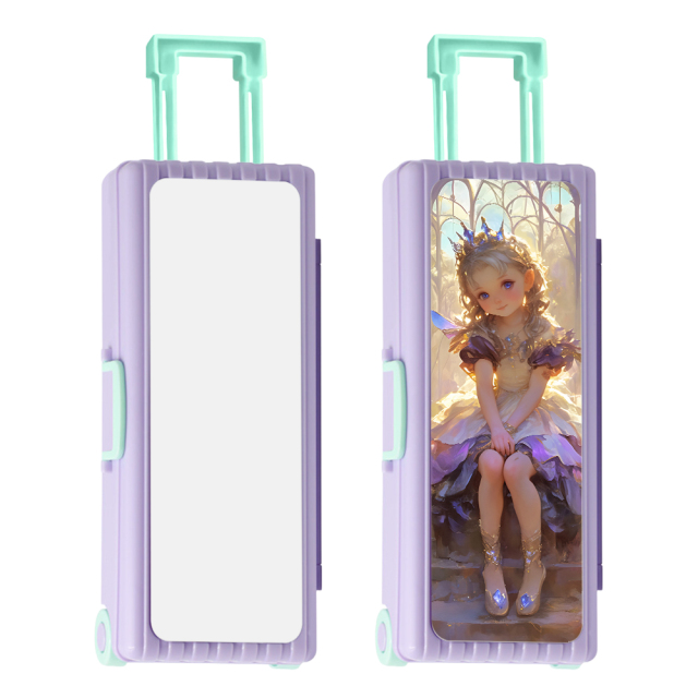 Sublimation Luggage-Shaped Pencil Case - Blank Printable Surface for Heat Transfer, Multi-Layer Stationery Storage Box